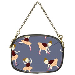 Cute  Pattern With  Dancing Ballerinas On The Blue Background Chain Purse (one Side) by EvgeniiaBychkova