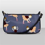 Cute  Pattern With  Dancing Ballerinas On The Blue Background Shoulder Clutch Bag Front