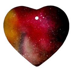 Red Galaxy Paint Heart Ornament (two Sides) by goljakoff