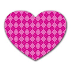 Pink Diamond Pattern Heart Mousepads by ArtsyWishy