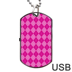 Pink Diamond Pattern Dog Tag Usb Flash (one Side) by ArtsyWishy