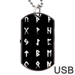 Elder Futhark Rune Set Collected Inverted Dog Tag Usb Flash (two Sides) by WetdryvacsLair