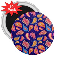 Blue Paisley Print 2 3  Magnets (10 Pack)  by designsbymallika