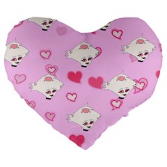 Chibi!angel Large 19  Premium Flano Heart Shape Cushions by murosakiiro