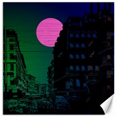 Vaporwave Old Moon Over Nyc Canvas 16  X 16  by WetdryvacsLair