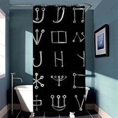 Heinrich Cornelius Agrippa Of Occult Philosophy 1651 Malachim Alphabet Collected Inverted Square Shower Curtain 36  X 72  (stall)  by WetdryvacsLair