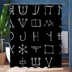 Heinrich Cornelius Agrippa Of Occult Philosophy 1651 Malachim Alphabet Collected Inverted Square Shower Curtain 60  X 72  (medium)  by WetdryvacsLair