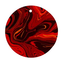 Red Vivid Marble Pattern Ornament (round) by goljakoff