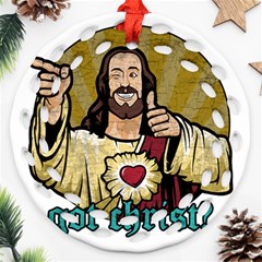 Buddy Christ Round Filigree Ornament (two Sides) by Valentinaart