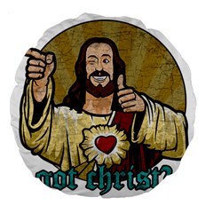 Buddy Christ Large 18  Premium Round Cushions by Valentinaart