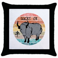 Chinese New Year ¨c Year Of The Ox Throw Pillow Case (black) by Valentinaart