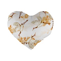 Birds And Flowers  Standard 16  Premium Heart Shape Cushions by Sobalvarro