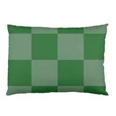 Green Gingham Check Squares Pattern Pillow Case by yoursparklingshop