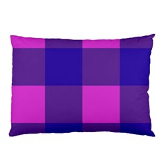 Blue And Pink Buffalo Plaid Check Squares Pattern Pillow Case by yoursparklingshop