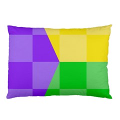 Purple Yellow Green Check Squares Pattern Mardi Gras Pillow Case by yoursparklingshop