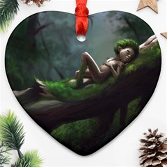 Wooden Child Resting On A Tree From Fonebook Heart Ornament (two Sides) by 2853937