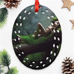 Wooden Child Resting On A Tree From Fonebook Oval Filigree Ornament (two Sides) by 2853937