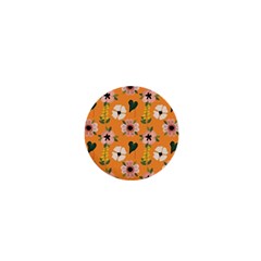 Flower Orange Pattern Floral 1  Mini Magnets by Dutashop