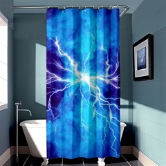 Blue Lightning Thunder At Night, Graphic Art 3 Shower Curtain 36  X 72  (stall)  by picsaspassion