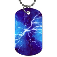 Blue Thunder Lightning At Night, Graphic Art Dog Tag (one Side) by picsaspassion