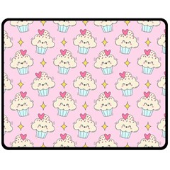 Kawaii Cupcake  Double Sided Fleece Blanket (medium)  by lisamaisak