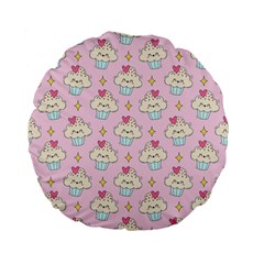 Kawaii Cupcake  Standard 15  Premium Flano Round Cushions by lisamaisak