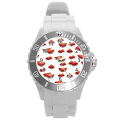 Summer Watermelon Pattern Round Plastic Sport Watch (l) by Dutashop