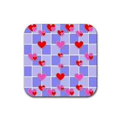 Love Hearts Valentine Decorative Rubber Coaster (square)  by Dutashop