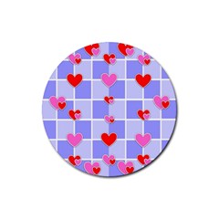 Love Hearts Valentine Decorative Rubber Coaster (round)  by Dutashop