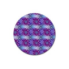 Snow Blue Purple Tulip Magnet 3  (round) by Dutashop