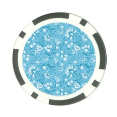 Blue White Flowers Poker Chip Card Guard by Eskimos