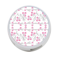 Pink Folk Flowers 4-port Usb Hub (one Side) by Eskimos