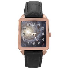 Spiral Galaxy Rose Gold Leather Watch  by ExtraAwesomeSauce