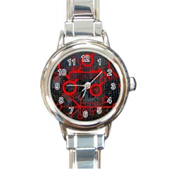 Tech - Red Round Italian Charm Watch by ExtraAwesomeSauce