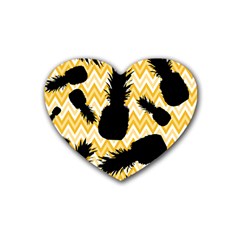 Ananas Chevrons Noir/jaune Rubber Coaster (heart)  by kcreatif