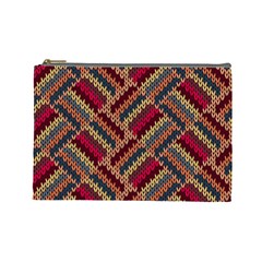 Zig Zag Knitted Pattern Cosmetic Bag (large) by goljakoff