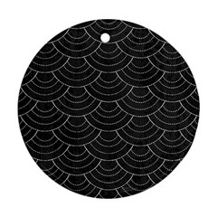 Black Sashiko Pattern Round Ornament (two Sides) by goljakoff