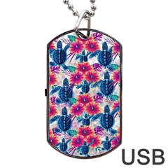 Tropical Flowers Turtles Cbdoilprincess 9a8efa63-1b6b-4226-a85c-858859e581d8 Dog Tag Usb Flash (one Side) by CBDOilPrincess1