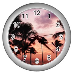 Palm Trees Wall Clock (silver) by LW323