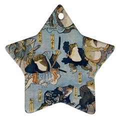 Famous Heroes Of The Kabuki Stage Played By Frogs  Ornament (star) by Sobalvarro