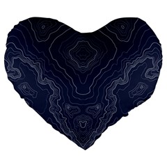 Blue Topography Large 19  Premium Flano Heart Shape Cushions by goljakoff