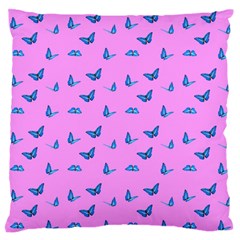 Blue Butterflies At Pastel Pink Color Background Standard Flano Cushion Case (one Side) by Casemiro