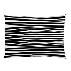 Zebra Stripes, Black And White Asymmetric Lines, Wildlife Pattern Pillow Case by Casemiro