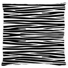 Zebra Stripes, Black And White Asymmetric Lines, Wildlife Pattern Large Flano Cushion Case (two Sides) by Casemiro