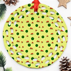 Watermelon Round Filigree Ornament (two Sides) by UniqueThings