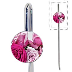 Magenta Roses Book Mark by kaleidomarblingart