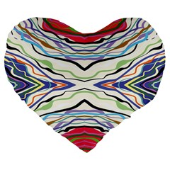 Bohemian Colorful Pattern B Large 19  Premium Flano Heart Shape Cushions by gloriasanchez