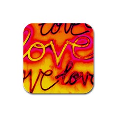  Graffiti Love Rubber Square Coaster (4 Pack)  by essentialimage365