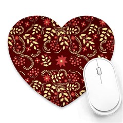 Folk Flowers Art Pattern Floral Abstract Surface Design  Seamless Pattern Heart Mousepads by Eskimos