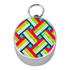 Pop Art Mosaic Mini Silver Compasses by essentialimage365